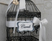 Classic Large White Wedding Birdcage Card Holder / Wedding Card Box / White Wedding Birdcage