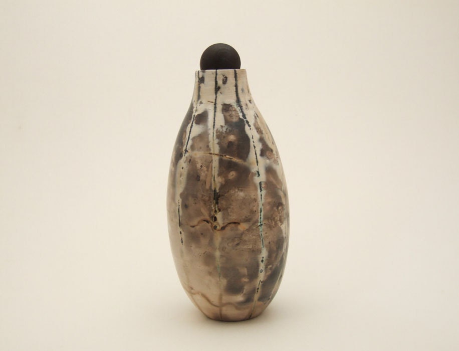 Smoke fired abstract porcelain vessel made in Ireland