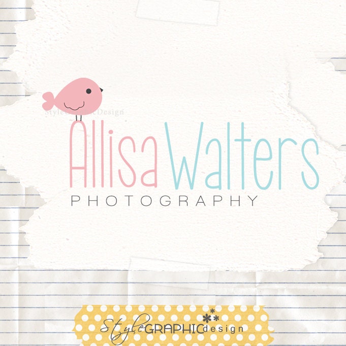 Pretty logo design with cute bird ooak logo photographer logo and watermark