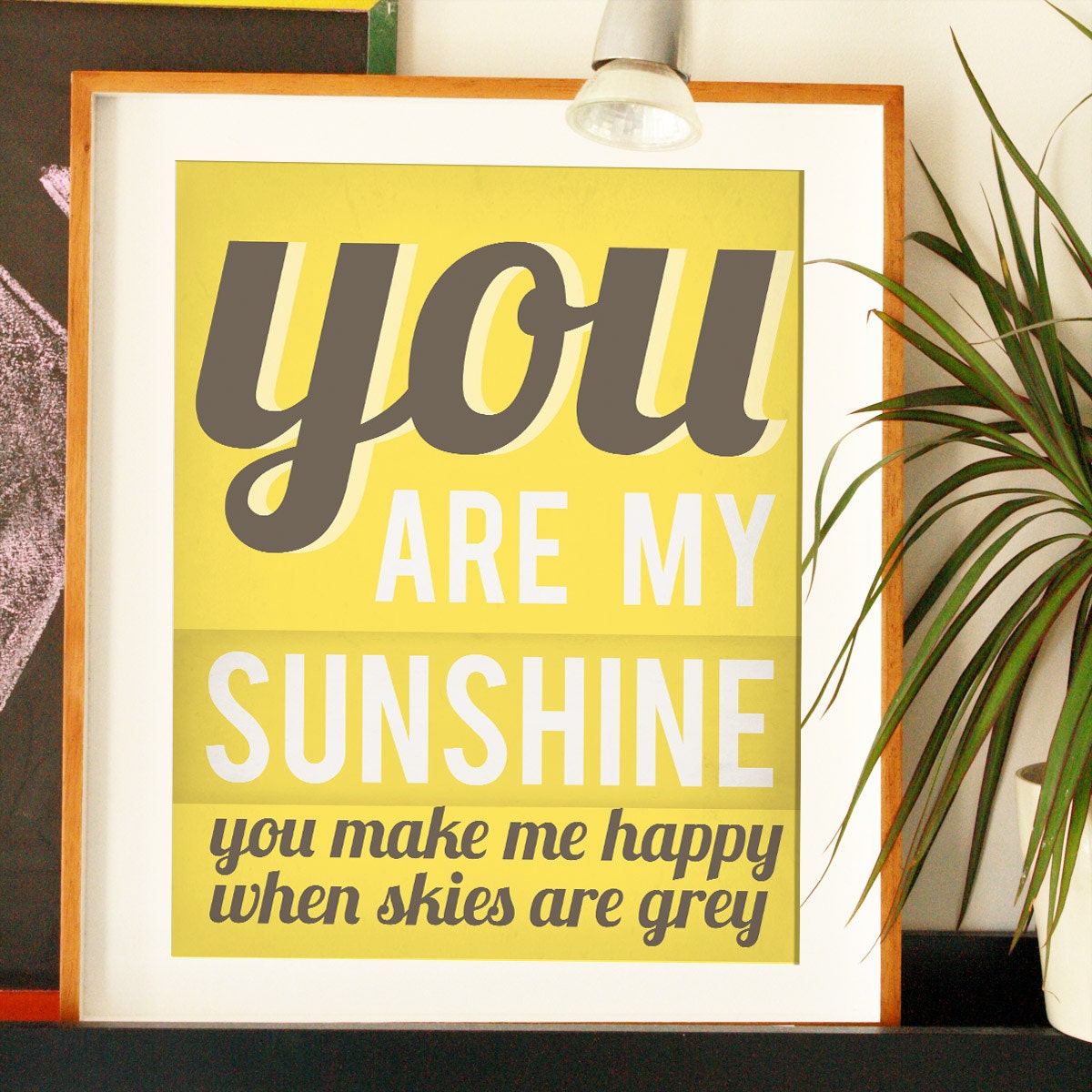 You Are My Sunshine Art Print, You Are My Sunshine Wall Art, Yellow Wall Art Typography