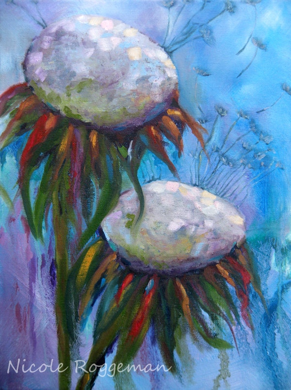 Dandelions, Oil paintings, mothers day, spring flowers, original artwork, garden art, wishes, blowing dandelion seeds, wall art