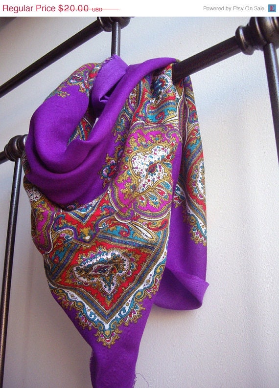 SALE Purple Neck Scarf c1970