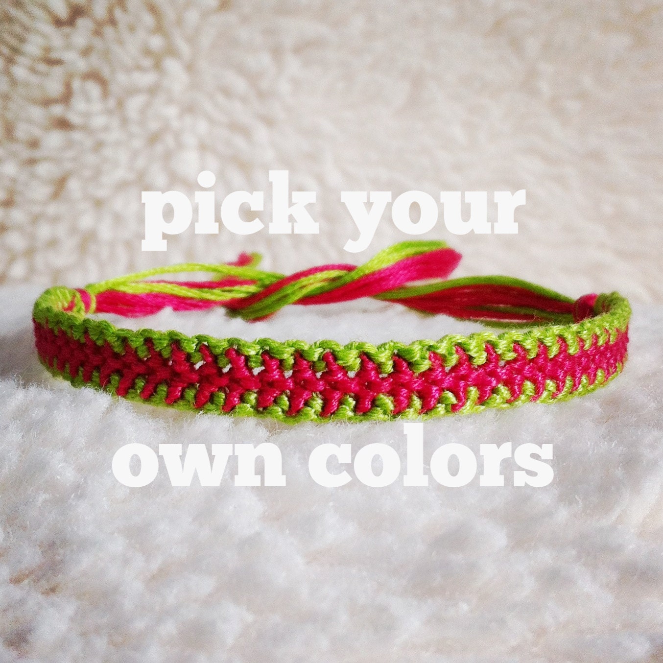 Friendship Bracelet - MADE TO ORDER: Braided Handmade Embroidery Floss Fiber Friendship Bracelet - Zipper