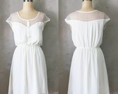 PETIT DEJEUNER in CREAM -  Ivory White Chiffon Dress with Polka Dot Lace // brides // reception dress // weddings // engagement photos