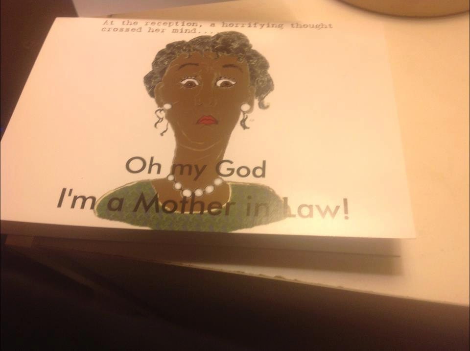 At the Reception  - Woman of Color - Blank Greeting Card - Personalized for You