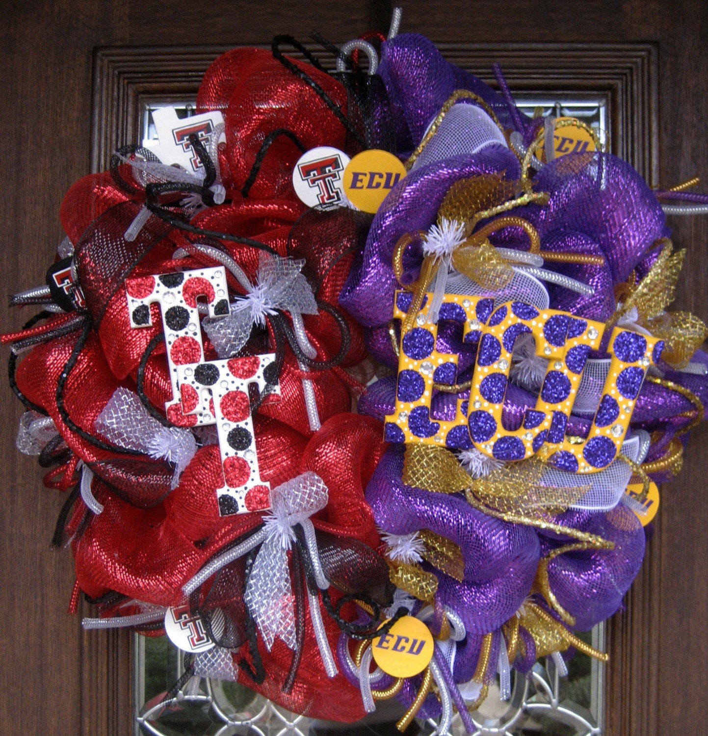 Deco Mesh House Divided TEXAS TECH/ECU Wreath