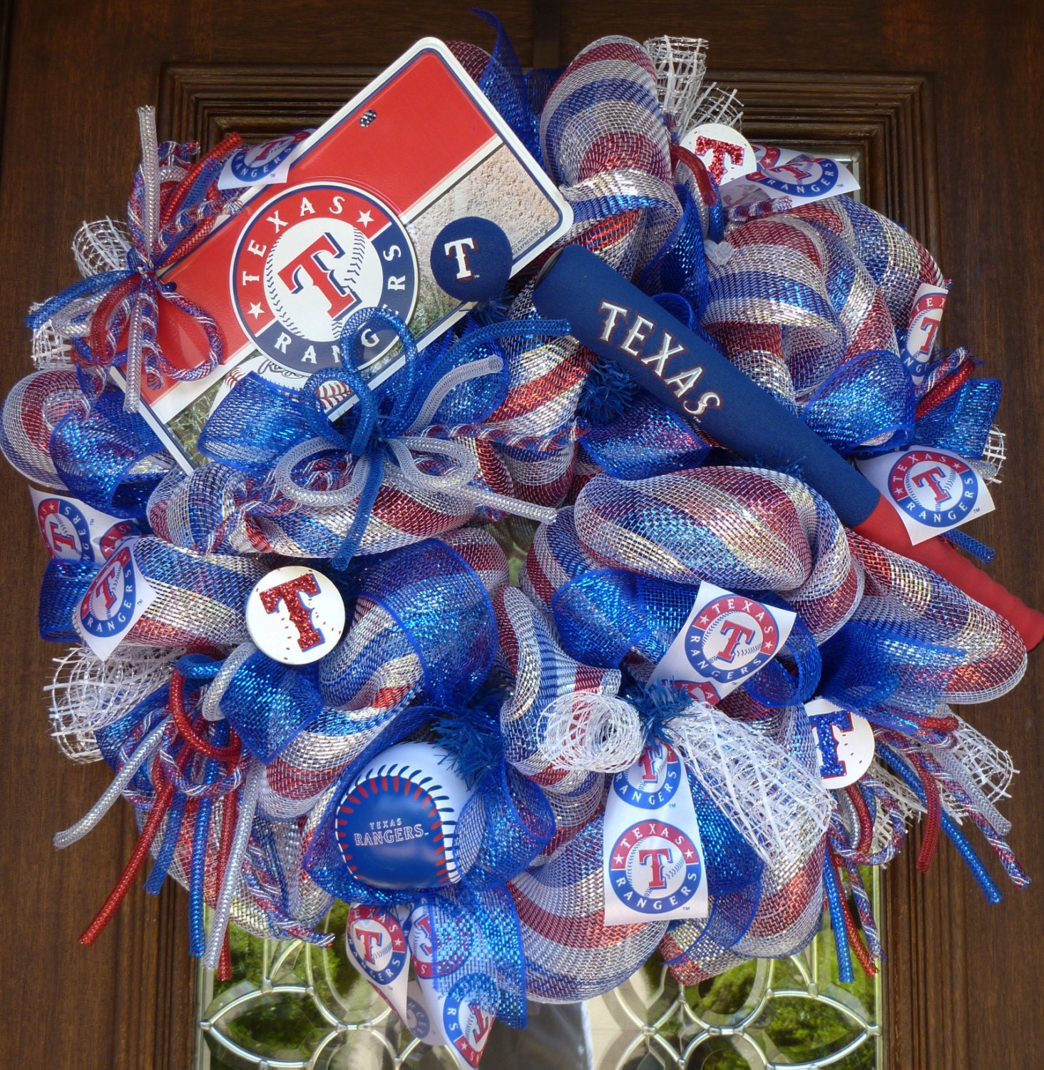 Deco Mesh STRIPED TEXAS RANGERS Wreath