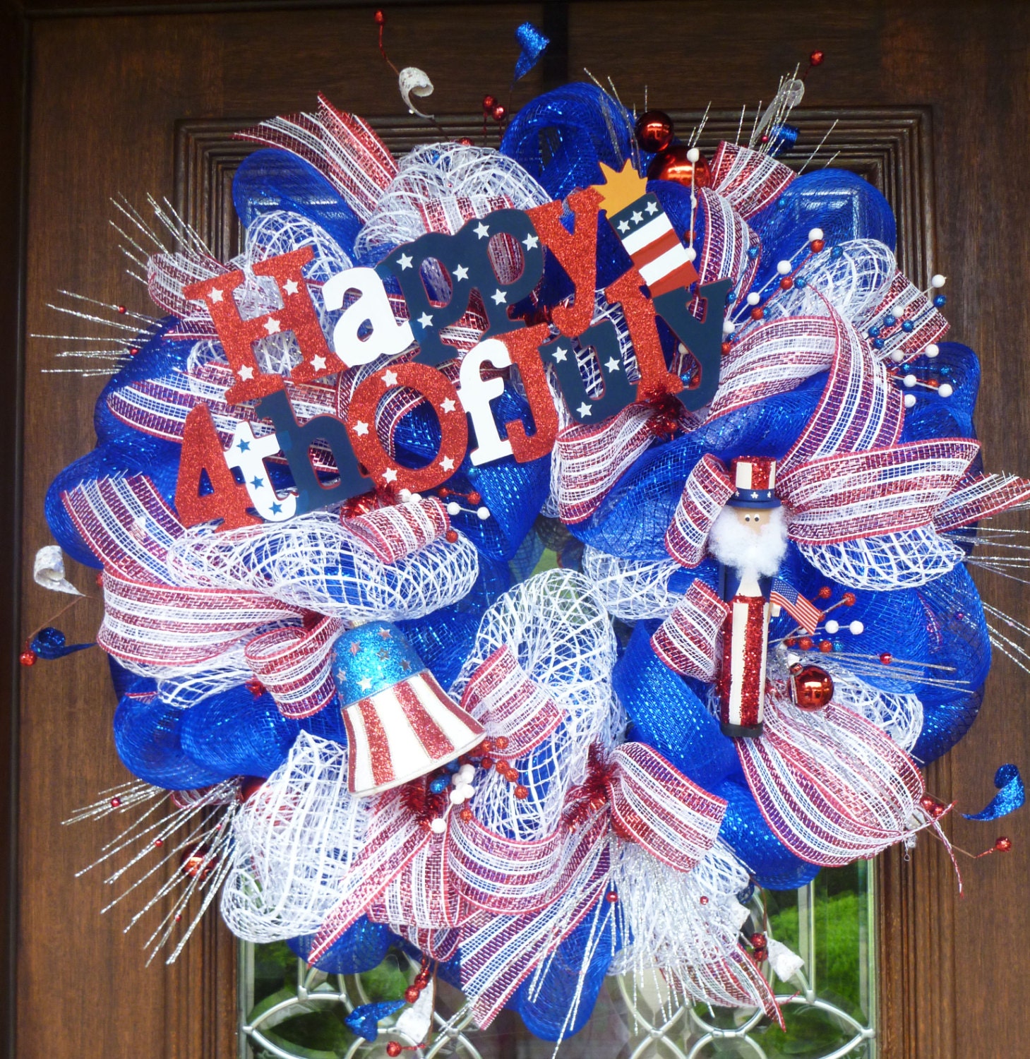 Deco Mesh HAPPY FOURTH of JULY Wreath