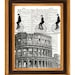Print bike Tightroper riders in Rome, crossing over Coliseum, on old upcycled dictionary page, Dictionary art prints