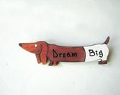 Primitive dachshund dog brooch, big wooden brooch, ethnic simpl primitive tribal inspirational personalized brooch