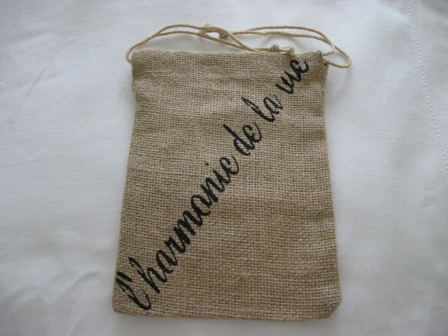 Hand Stenciled Burlap Bag