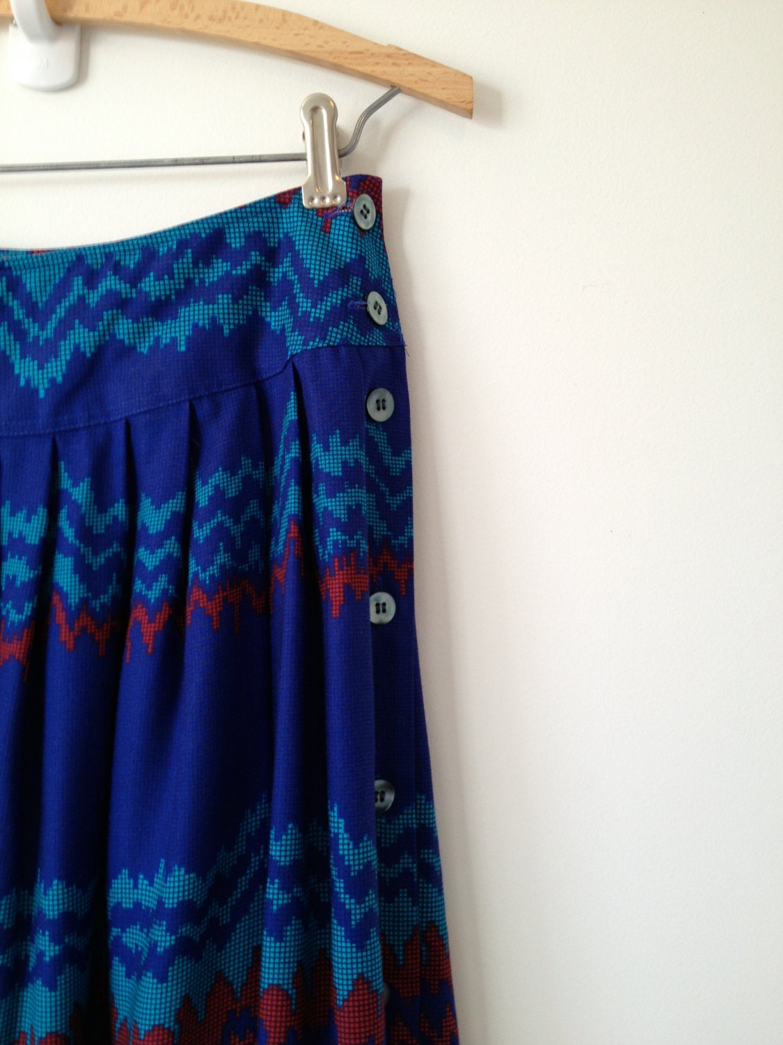 vintage electric desert night print midi skirt xs