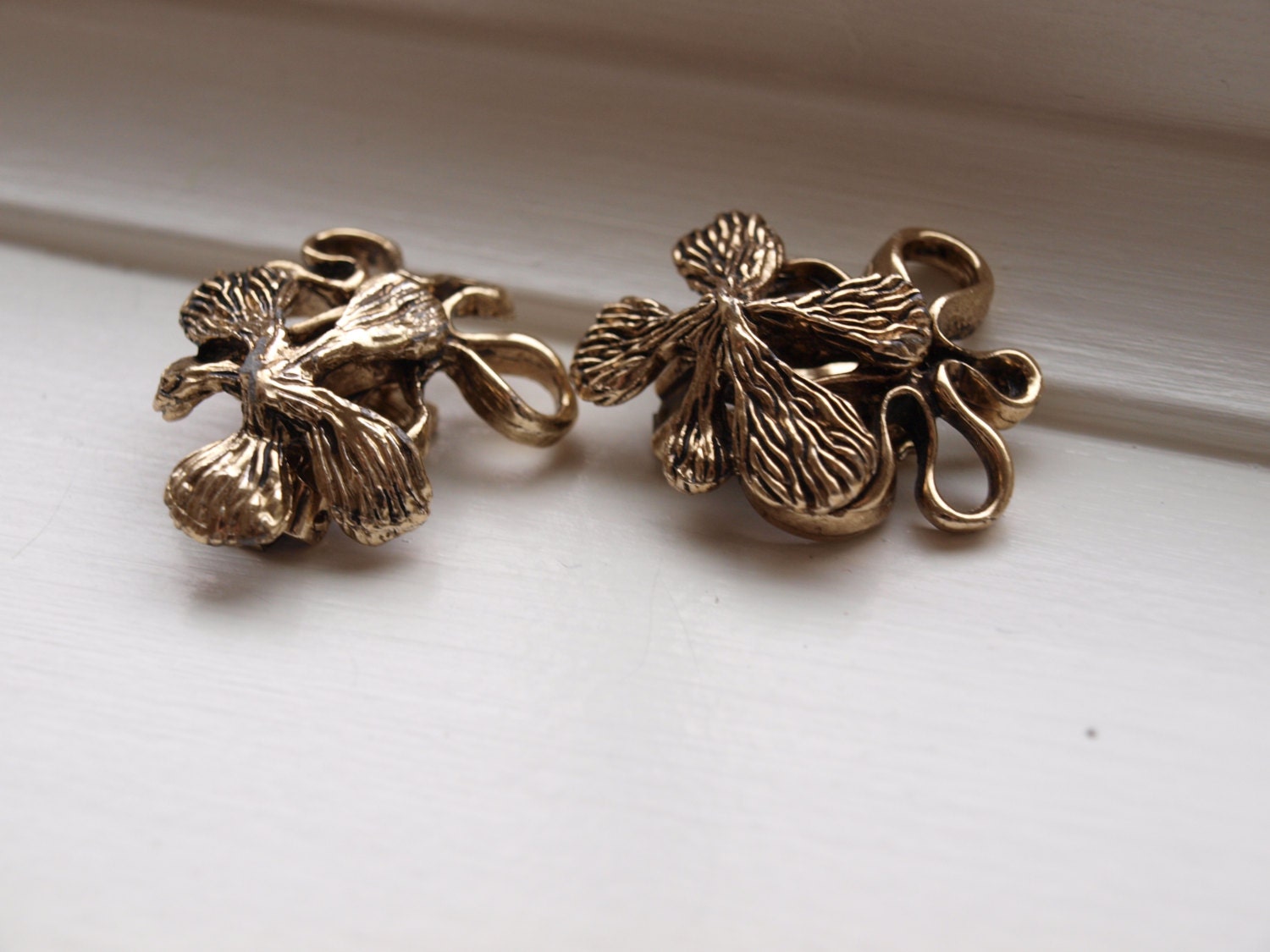 Gold Double Floral Earrings