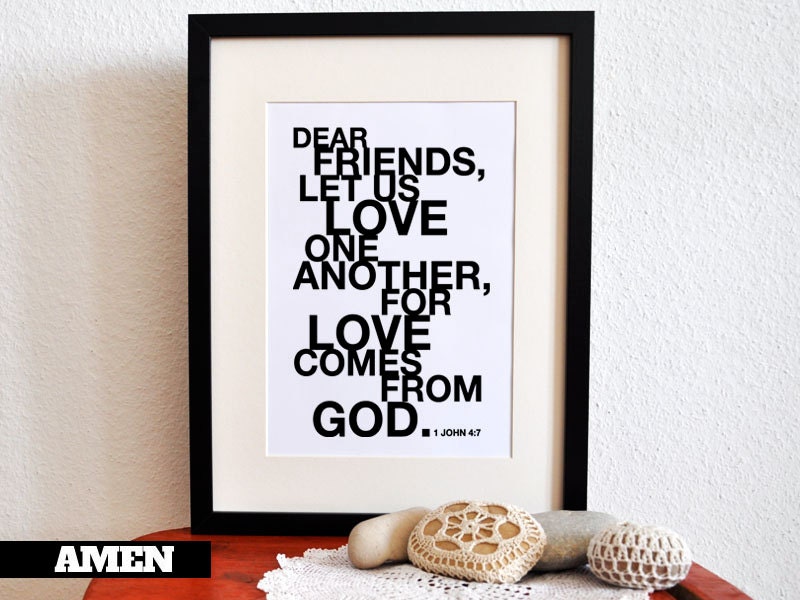 1 John 4:7. Love From God. 8x10in. DIY. Printable Christian Poster. Bible Verse.