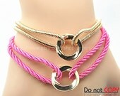 Cuff Leather Fashion Style Buckle Bracelet Pink Leather Personalized Bracelet 2240S