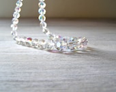 Glamorous Crystal Necklace, Vintage Bridal necklace, Cut Rock Crystals, Clear crystals, Fancy necklace, Hollywood, Valentines day gift