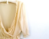 Romantic Beige Top Blouse, Size S, Flapper Soft Tunic, Shabby chic Top Shirt, Spring Fashion, Summer Fashion, Retro slouchy Blouse