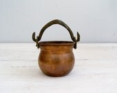 Miniature Copper planter, Small hanging pot, Metal Kettle, Bucket, Indoor Garden, Farmhouse, Cottage chic, Garden decoration