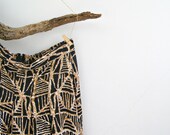 80s Viscose Summer Skirt, Midi Black and Brown Tiered skirt Size M, L, Elastic waist Skirt , Boho, Retro fashion, Casual Urban, Hipster