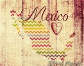 Mexico Chevron 20" x 20" Gallery Wrapped Giclee on Canvas Geography Fusion Paintographic
