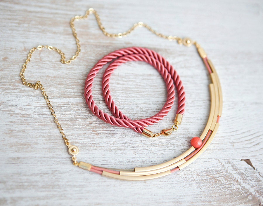 NEW 2013 Transformer Collection: Mixed Cord and Modern gold plated tubes Necklace  by pardes israel