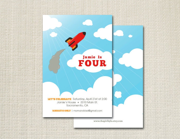 SkyRocket in Flight // Birthday Invitation