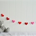 Felt heart banner/ garland/ bunting - Orange, Red, Pink - birthday decor - bedroom decor - custom made
