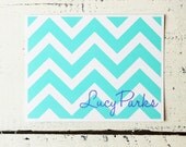 Custom Stationary Turquoise Teal Chevron Personalized Stationery Colorful Bright Blue Chevron Note Cards Bridesmaid Gift - Set of 10