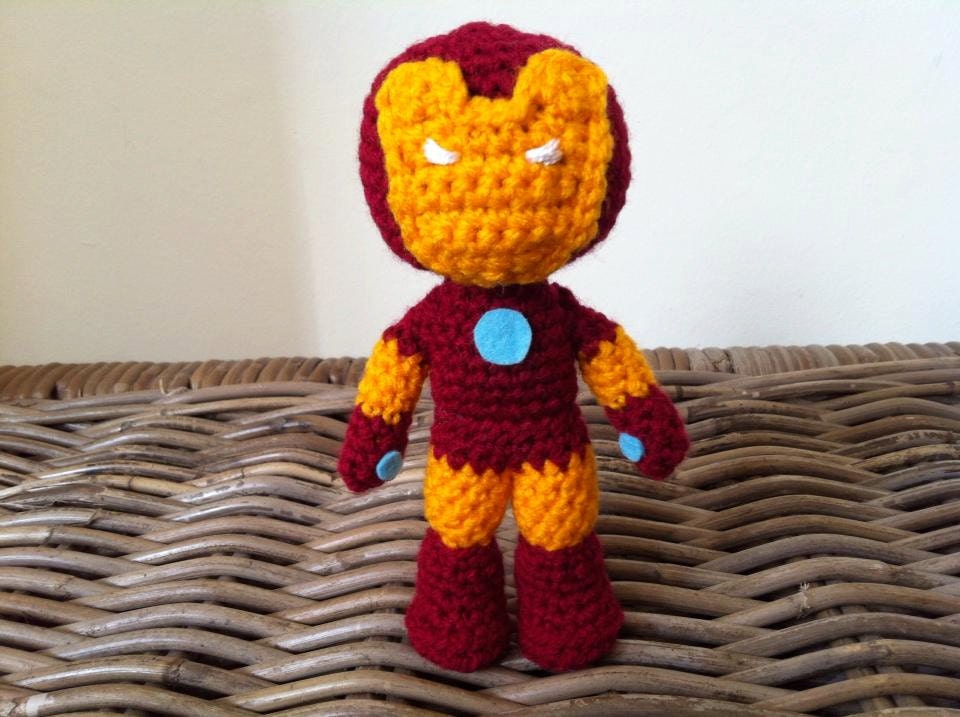 Iron Man inspired crochet amigurumi chibi plush doll Marvel Avengers movie video game comic character movable head IronMan 3