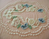 Vintage Chenille Cabin Craft Bedspread - PINK with White Pops and Floral Tufting -  Twin Size 75" x 108"