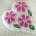3 Purple Daisies - Vintage Chenille Heart - Accent Pillow - Cottage Chic, Romantic Home Decor - Boudoir Pillow