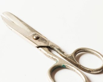 Vintage sewing scissors grey steel scissors Soviet factory tool