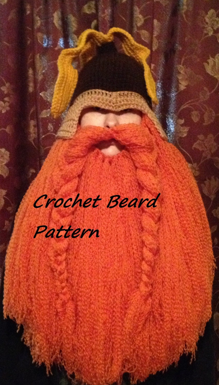 Crochet Beard Pattern design for use with crocheted hat