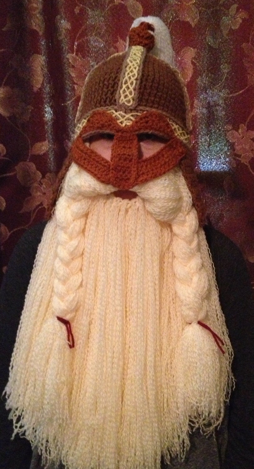 Crocheted Rider of Rohan inspired Helm Top Knot and Beard Ready to Ship