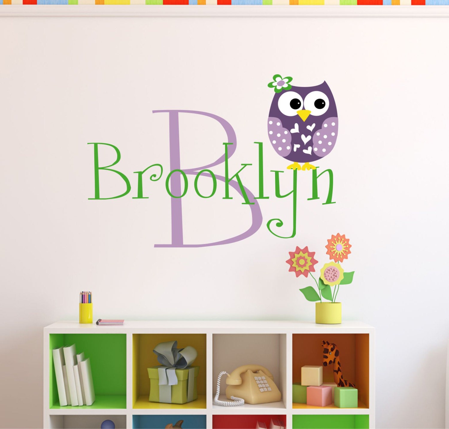 Personalized Owl Wall Decal - Name Wall Decal - Owl Nursery Decor - Girls Owl Wall Decal
