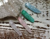 OSTARA / Raw Crystal Layering Necklace - Rough Pastel Crackled Quartz Pendant - You CHOOSE Stone & Chain - SPRING, Summer, Gift