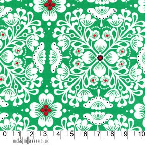 Fat Quarter Fabric for quilt or craft Michael Miller Christmas fabric Pippa in Green