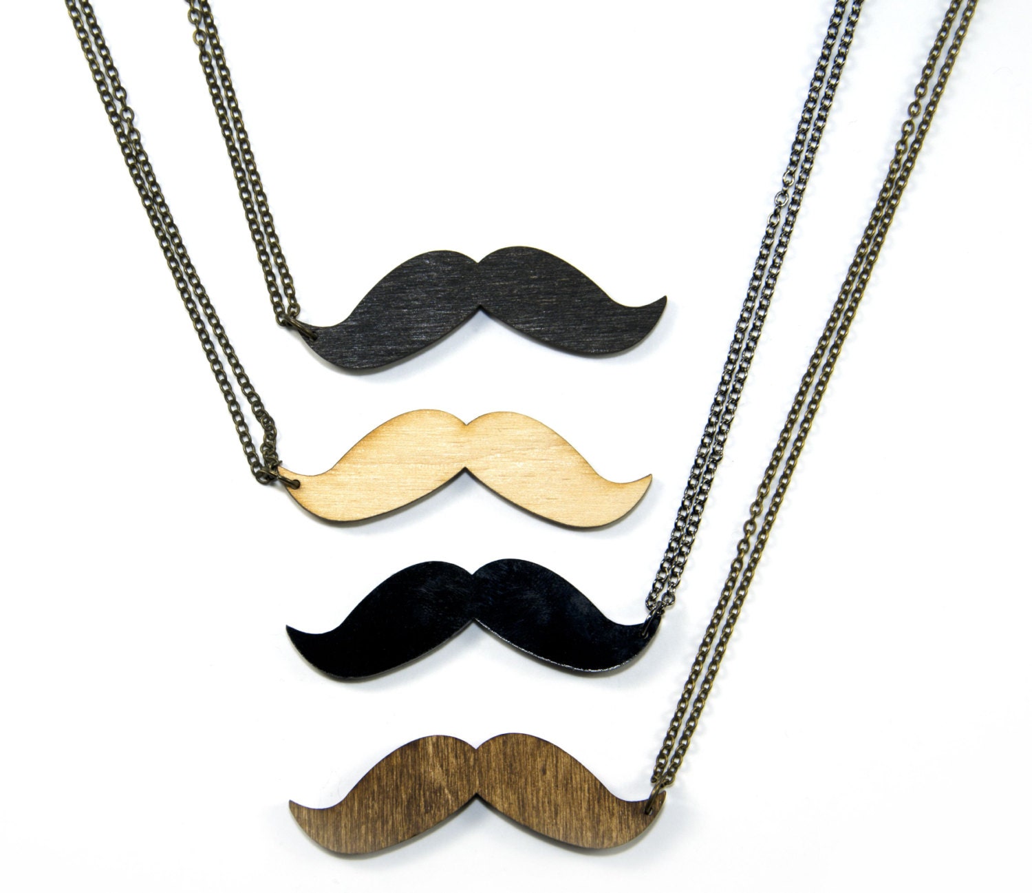 Mustache Necklace - Handmade - Laser Cut