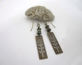Flower Earrings - Aged Brass - Vintage Patina
