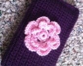 Purple Flower IPhone 5Pouch, Case, Cell Phone Cozy, USA seller