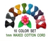 Cotton Cord - Set of 10 Colors - 1mm Jewelry Cord