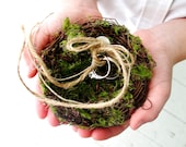 spring's nest . mossy bird nest ring bearer pillow . for an enchanted  woodland wedding . with faux moss
