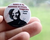 Pin Back Button Knitting Blue Box, Borg Picard Trek 1.5 inch