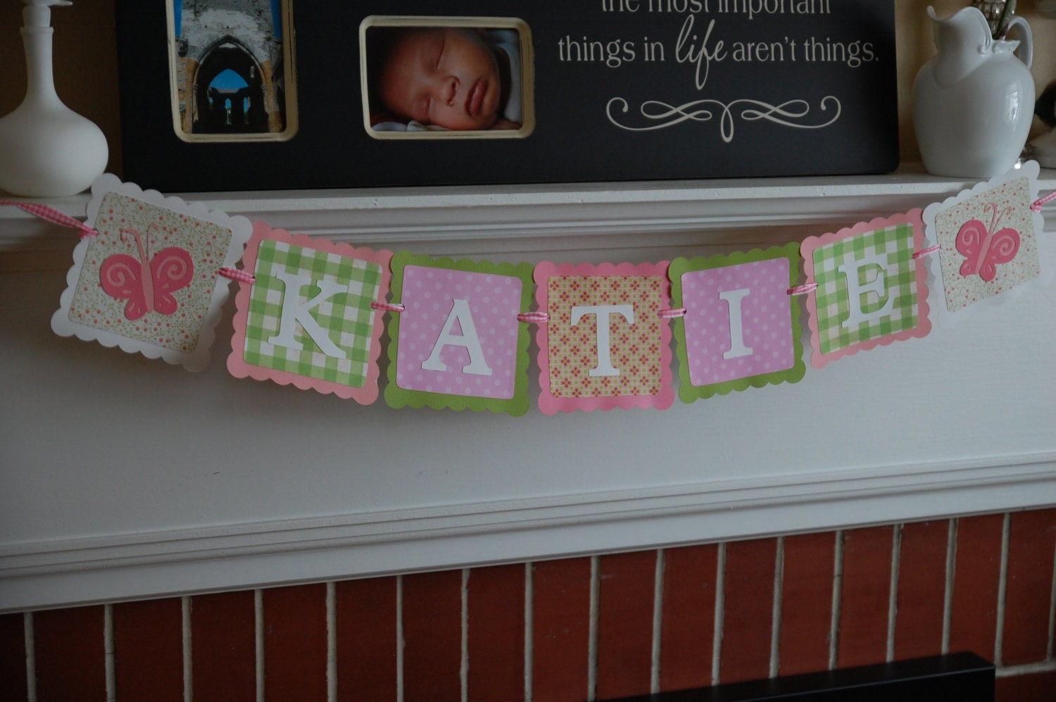 Name Banner, Butterfly Name Banner, Butterfly Party Supplies, Butterfly Nursery, Birthday, Decorations Pinks, Green Il_170x135