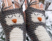 OWL FINGERLESS GLOVES (Grey) - Free Shipping Worldwide