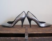 Stuart Weitzman / 1980s Heels / Shoes / Silver / Studio 54 / Disco / Size 8 5 B / Sequin / Party / High Fashion / Designer