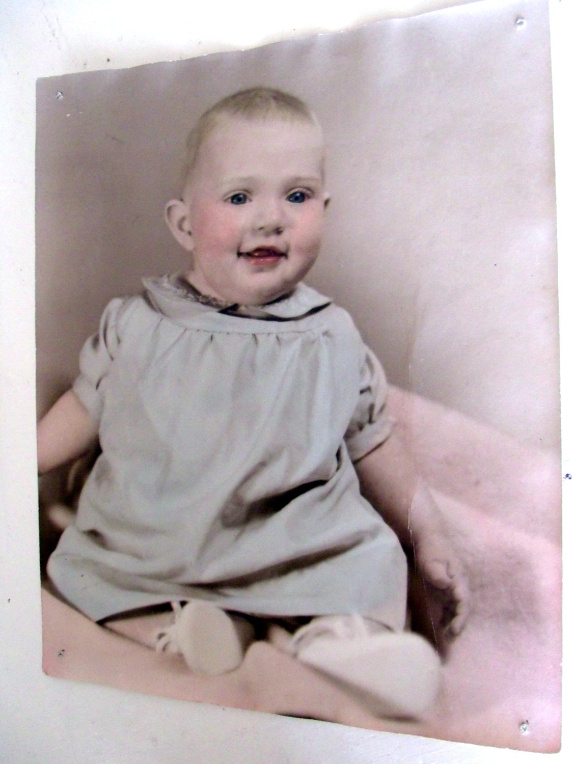 1940s Colorized Baby Photograph Vintage Ephemera