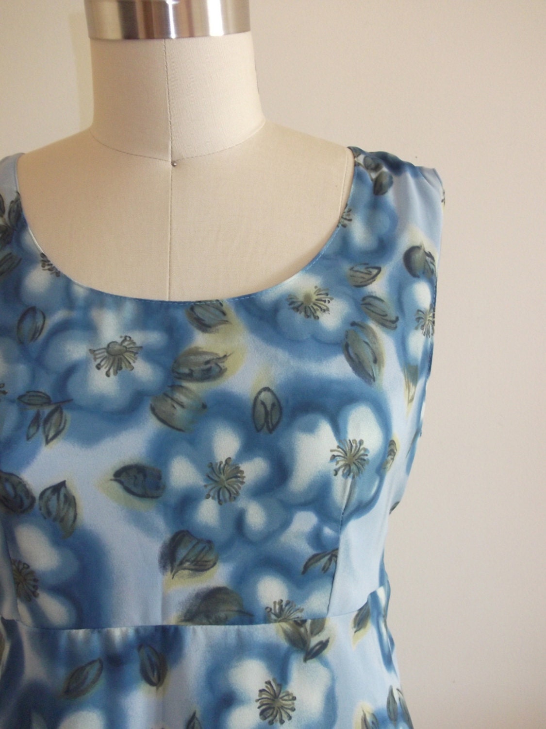 Indigo Flower Dress /// 90's Vintage /// Babydoll