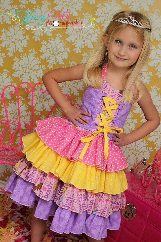 Primrose Ruffled corset princess Dress PDF Pattern sizes 6-12 months to 8