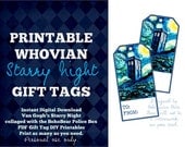 Instant Download, Starry Night Printable Gift Tags, DIY Doctor Who Inspired Hang Ideas, Digital PDF